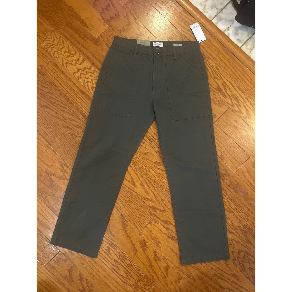 Goodfellow & Co Mens Relaxed Utility Pants Olive Green 33x32 Stretch